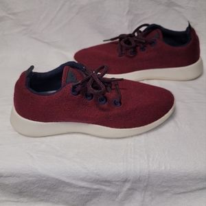 Allbirds Wool Runner Shoes Womens 7 Olympus Red w/ Navy trim